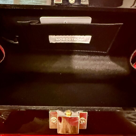 NORDSTROM HAUTE MESS HARD BOX BLACK BAG WITH RAINBOW SPARKLES NEW WITHOUT TAGS - Picture 8 of 11